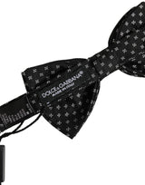 Men Black Patterned Adjustable Neck Papillon Bow Tie
