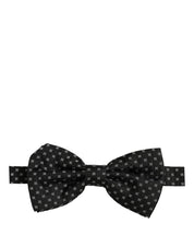Men Black Patterned Adjustable Neck Papillon Bow Tie