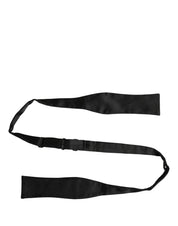 Men Black 100% Silk Adjustable Neck Papillon Bow Tie