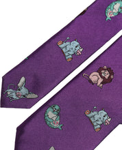 Men Purple Animal Print Adjustable Tied Necktie Tie