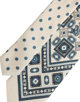 Men Off White Blue Geometric Adjustable Tied Necktie Tie