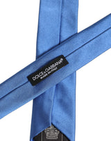 Men Blue 100% Silk Satin Adjustable Tied Necktie Tie