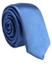 Men Blue 100% Silk Satin Adjustable Tied Necktie Tie