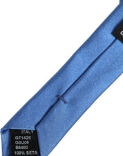 Men Blue 100% Silk Satin Adjustable Tied Necktie Tie