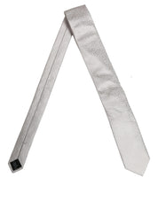 Men Gray 100% Silk Textured Adjustable Tied Necktie Tie