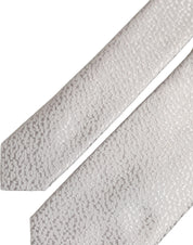Men Gray 100% Silk Textured Adjustable Tied Necktie Tie