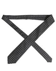 Men Black DG Logo 100% Silk Adjustable Tied Necktie Tie