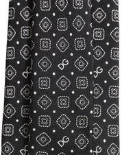 Men Black DG Logo 100% Silk Adjustable Tied Necktie Tie