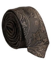 Men Brown Paisley 100% Silk Adjustable Tied Necktie Tie