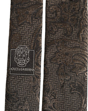 Men Brown Paisley 100% Silk Adjustable Tied Necktie Tie