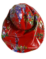 Dolce & Gabbana Glossy Red Floral Wide Brim Bucket Capello Hat
