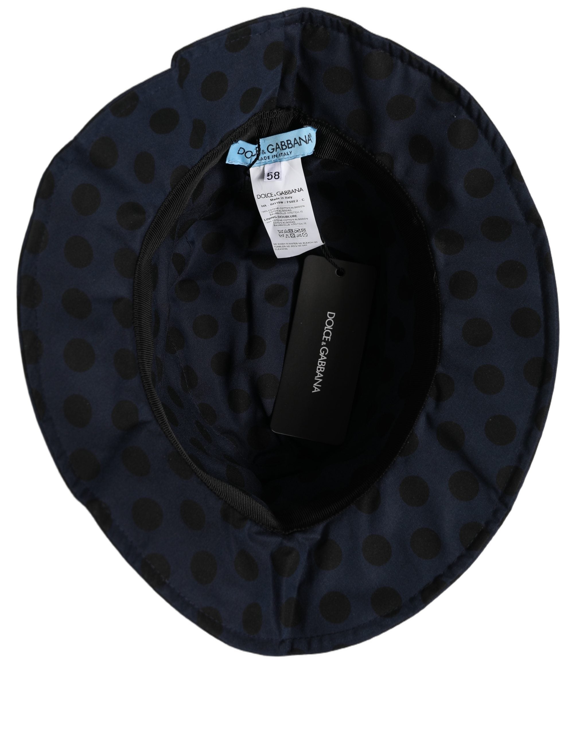 Dolce & Gabbana Blue Black Polka Dot Cotton Bucket Capello Hat Dolce & Gabbana