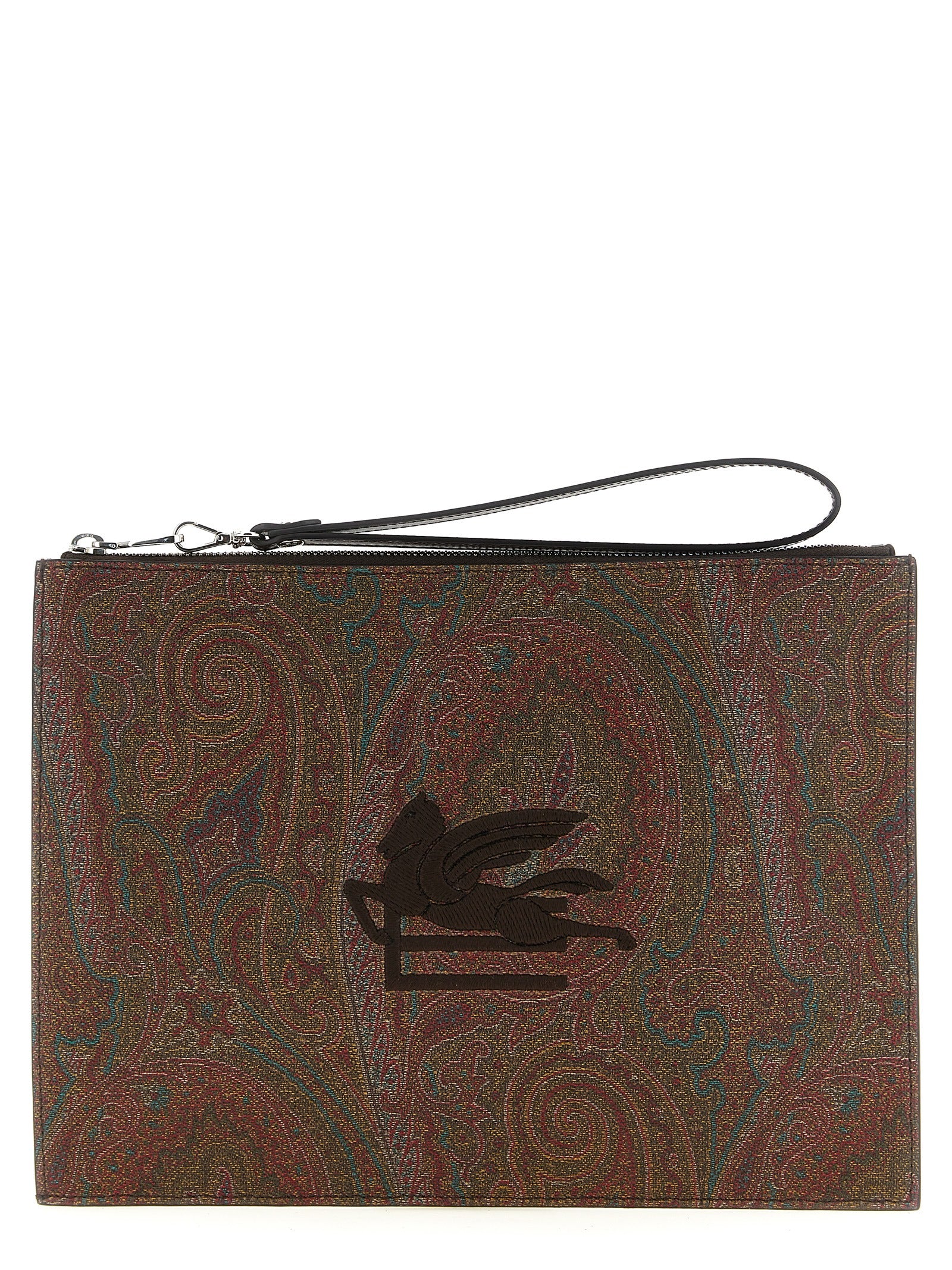 Brown Cotton Clutch Bag