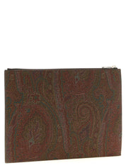 Brown Cotton Clutch Bag