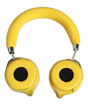 Yellow Vibrant Lemon Leather Headset Headphones