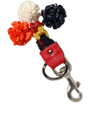 Raffia Leather Clasp Finder Chain Keyring Multicolor