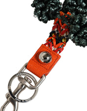 Raffia Leather Clasp Finder Chain Keyring Multicolor