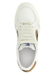Beige Leather Low Top Sneakers