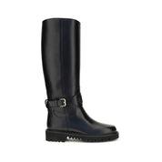 Black Calf Leather Bos Taurus Flat Boots