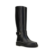 Black Calf Leather Bos Taurus Flat Boots