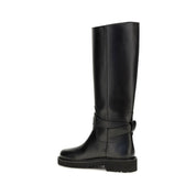 Black Calf Leather Bos Taurus Flat Boots