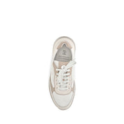 Brunello Cucinelli Beige Calf Leather Bos Taurus Low Top Sneakers