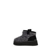 Black Fabric Ankle Boots