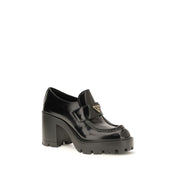 Prada Black Calf Leather Bos Taurus Platform Loafers