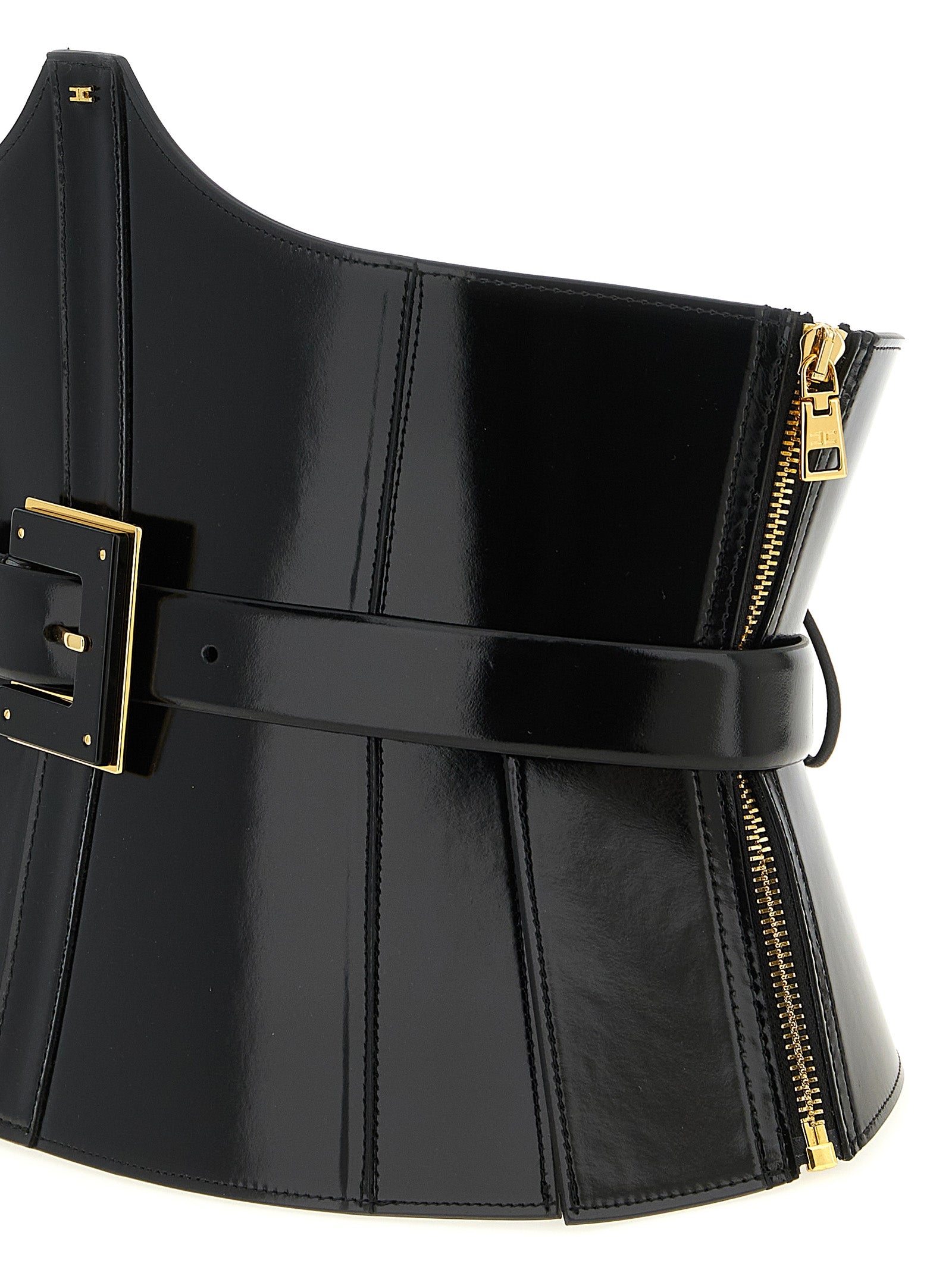 Black Leather High-Waist Belt