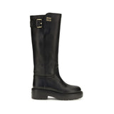 Black Calf Leather Bos Taurus Flat Boots