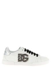 Dolce & Gabbana Silver Calfskin Low Top Sneakers