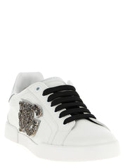 Dolce & Gabbana Silver Calfskin Low Top Sneakers