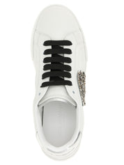 Dolce & Gabbana Silver Calfskin Low Top Sneakers