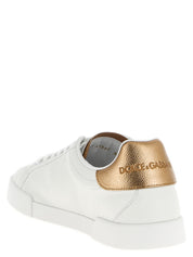 Dolce & Gabbana Gold Calfskin Low Top Sneakers