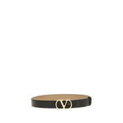 Valentino Garavani Black Calf Leather Bos Taurus Regular Belt