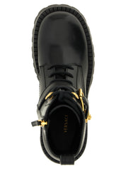 Versace Black Calfskin Lace-Up Boots