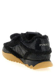 PINKO Black Cowhide Chunky Sneakers
