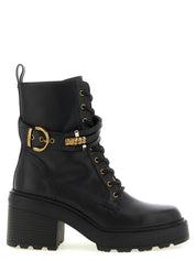 PINKO Black Cowhide Lace-Up Boots