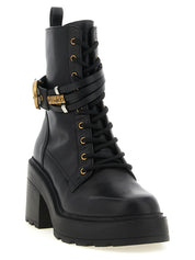 PINKO Black Cowhide Lace-Up Boots