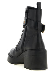 PINKO Black Cowhide Lace-Up Boots