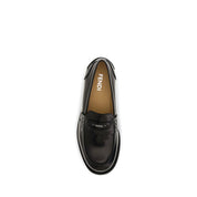 Fendi Black Calf Leather Bos Taurus Slip-On Loafers