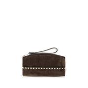 Valentino Garavani Brown Suede Leather Clutch Bag