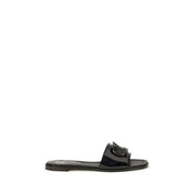 Valentino Garavani Black Calf Leather Bos Taurus Flat Sandals