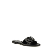 Valentino Garavani Black Calf Leather Bos Taurus Flat Sandals