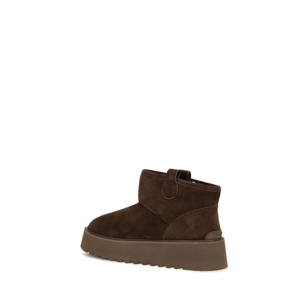 PINKO Brown Calf Leather Bos Taurus Flat Boots PINKO