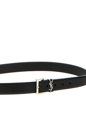 Saint Laurent Black Leather Regular Belt