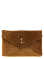 Saint Laurent Brown Calfskin Clutch Bag