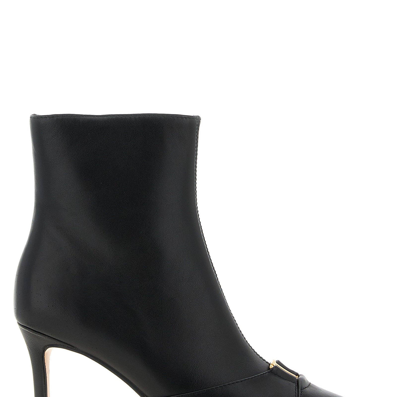 Twinset Black Leather Ankle Boots Twinset