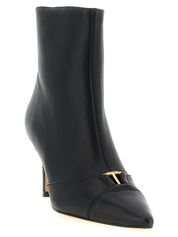 Twinset Black Leather Ankle Boots