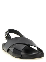 Saint Laurent Black Calfskin Flat Sandals